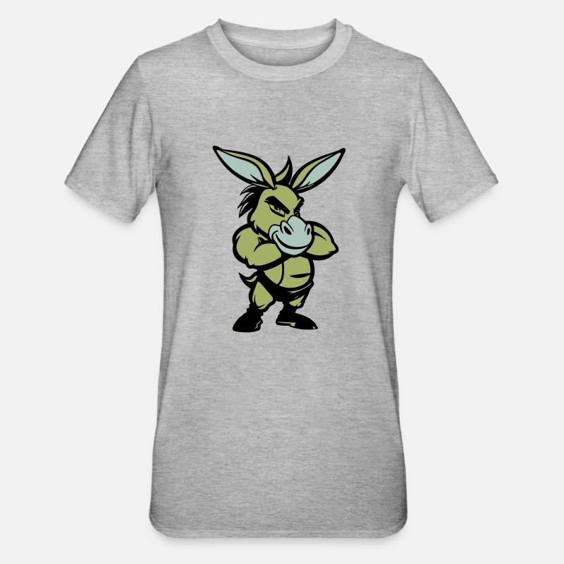 esel comic - Unisex Polycotton T-Shirt - Grau meliert