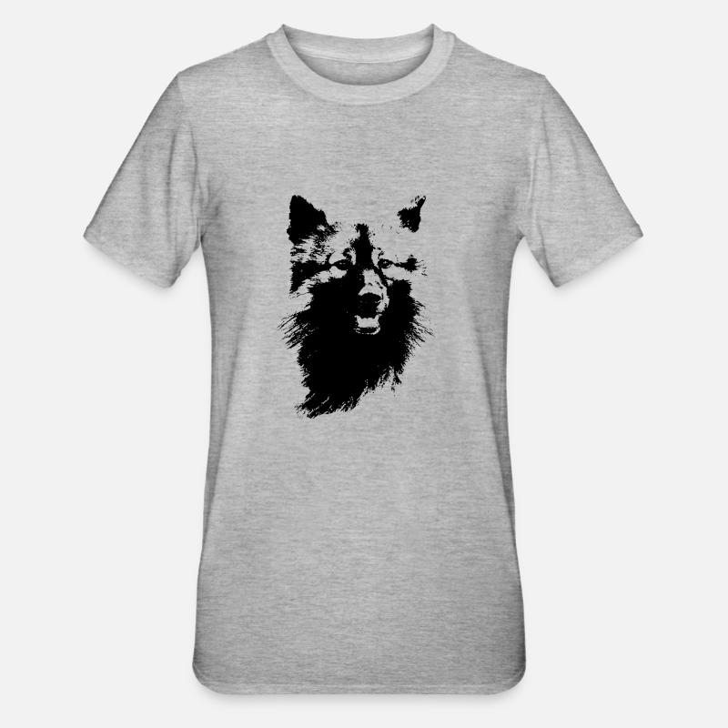 Wolfsspitz Kopf - Unisex Polycotton T-Shirt - Grau meliert