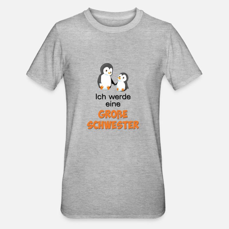 Ich werde eine große Schwester - Unisex Polycotton T-Shirt - Grau meliert