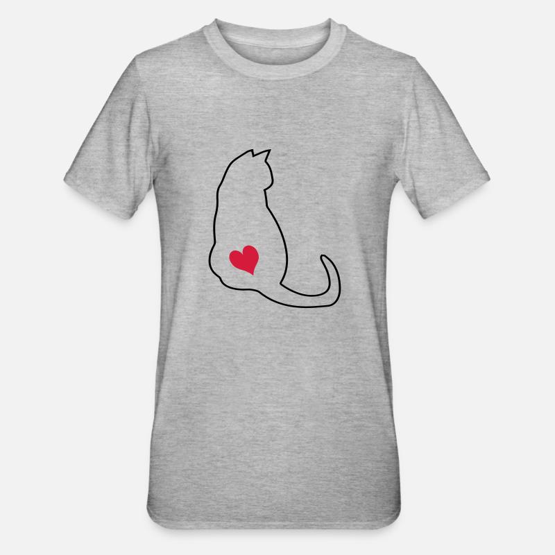 Chat - T-shirt polycoton Unisexe - gris chiné