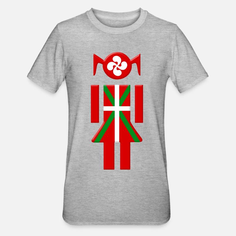 Fille Basque drapeau Euskadi - T-shirt polycoton Unisexe - gris chiné