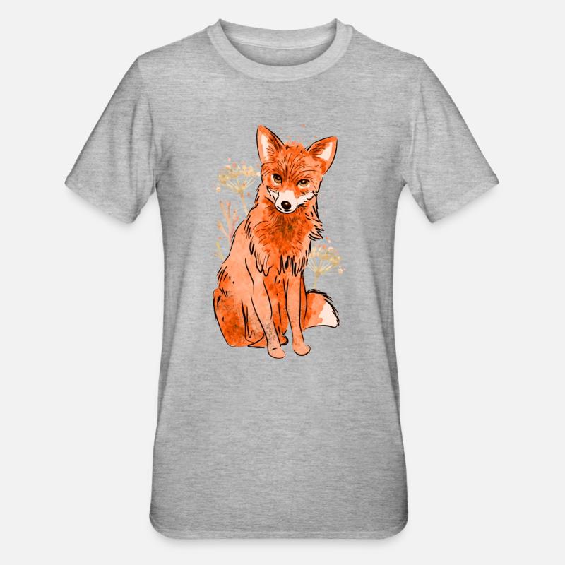 Red fox with blobs - Unisex Polycotton T-Shirt - heather grey