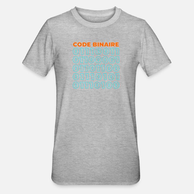 Code binaire - T-shirt polycoton Unisexe - gris chiné