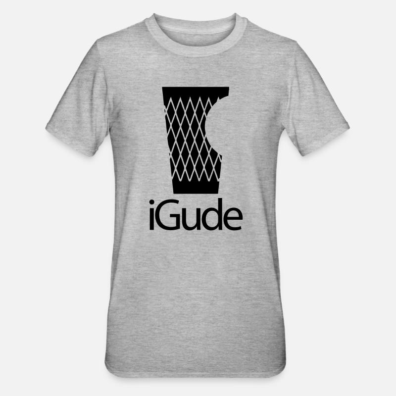 iGude - Geripptes schwarz - Unisex Polycotton T-Shirt - Grau meliert