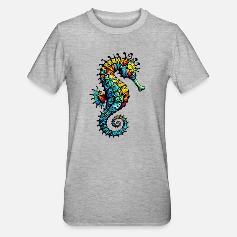 Hippocampe - T-shirt polycoton Unisexe - gris chiné