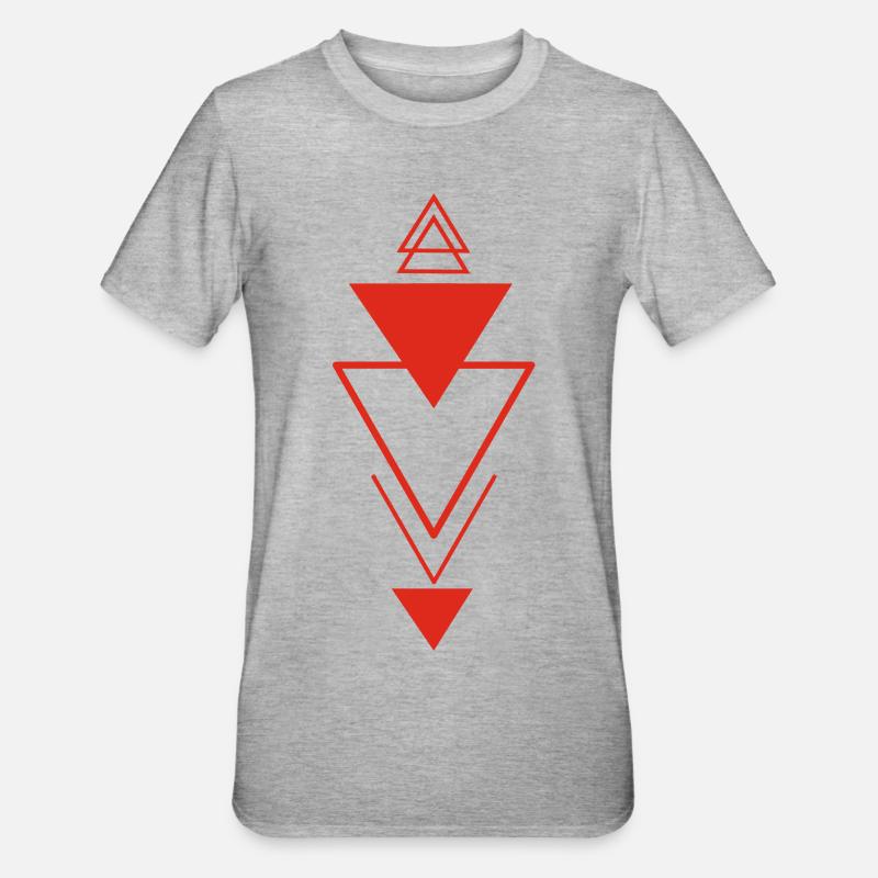 Triangular symbol (red) - Unisex Polycotton T-Shirt - heather grey