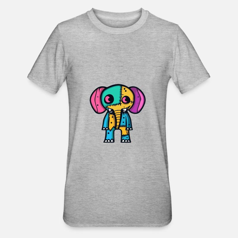 Elefant Halloween Tier - Unisex Polycotton T-Shirt - Grau meliert