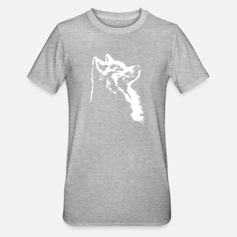Samoyède Silhouette Chien Chien Wilsigns - T-shirt polycoton Unisexe - gris chiné
