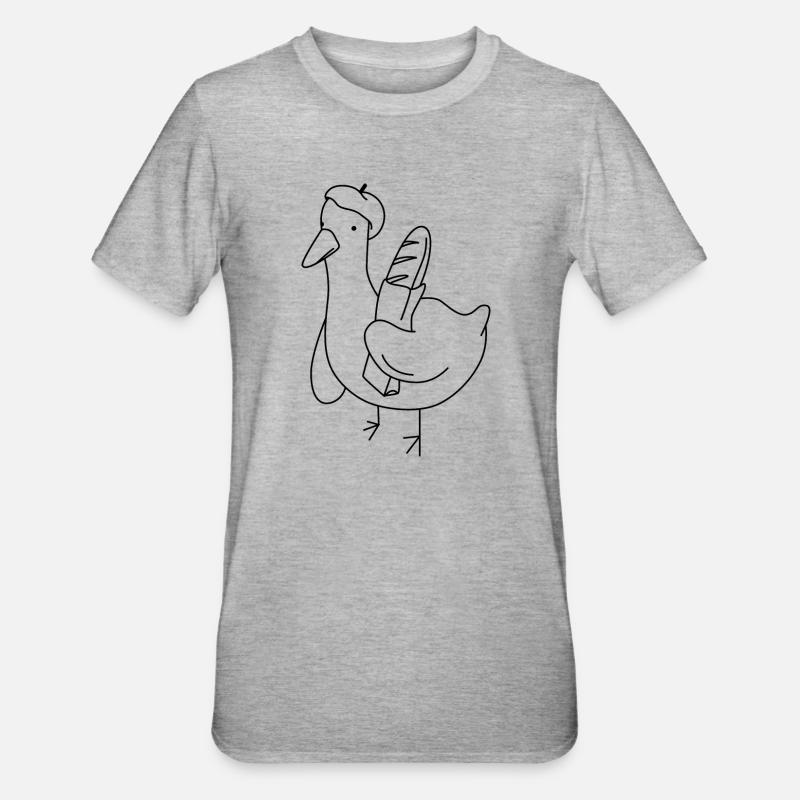 Baguette Ente - Unisex Polycotton T-Shirt - Grau meliert