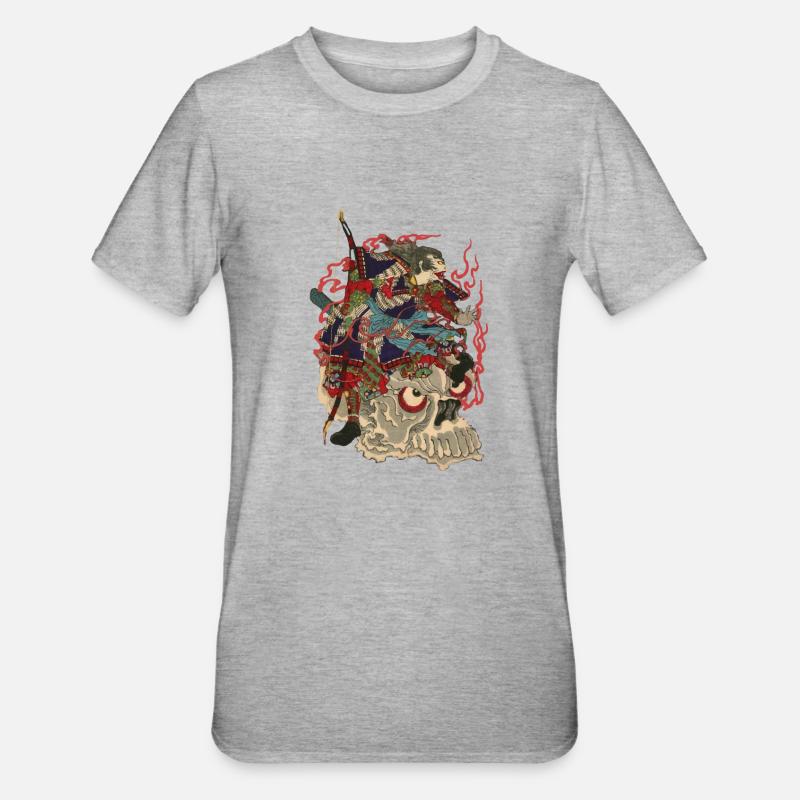 Skull Samurai - T-shirt polycoton Unisexe - gris chiné