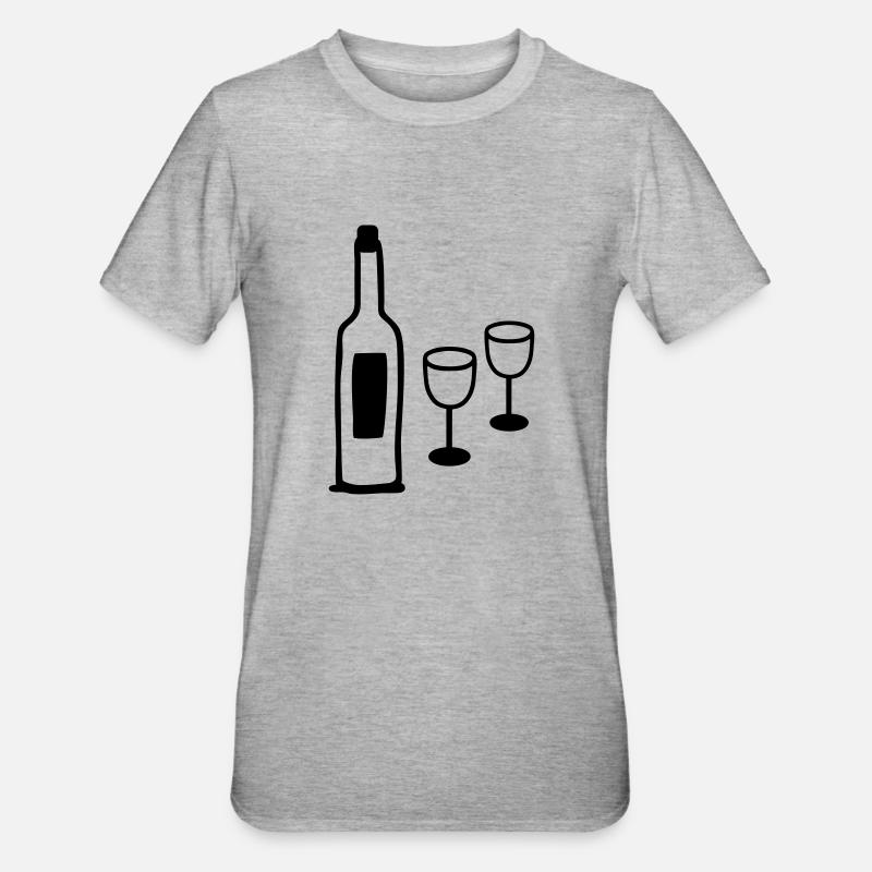 Wein & Weinglaeser - Unisex Polycotton T-Shirt - Grau meliert