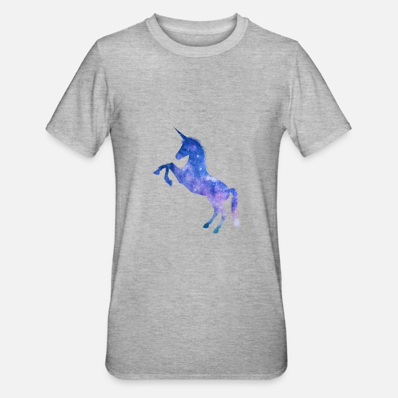 Galaxy Space Einhorn - Unisex Polycotton T-Shirt - Grau meliert