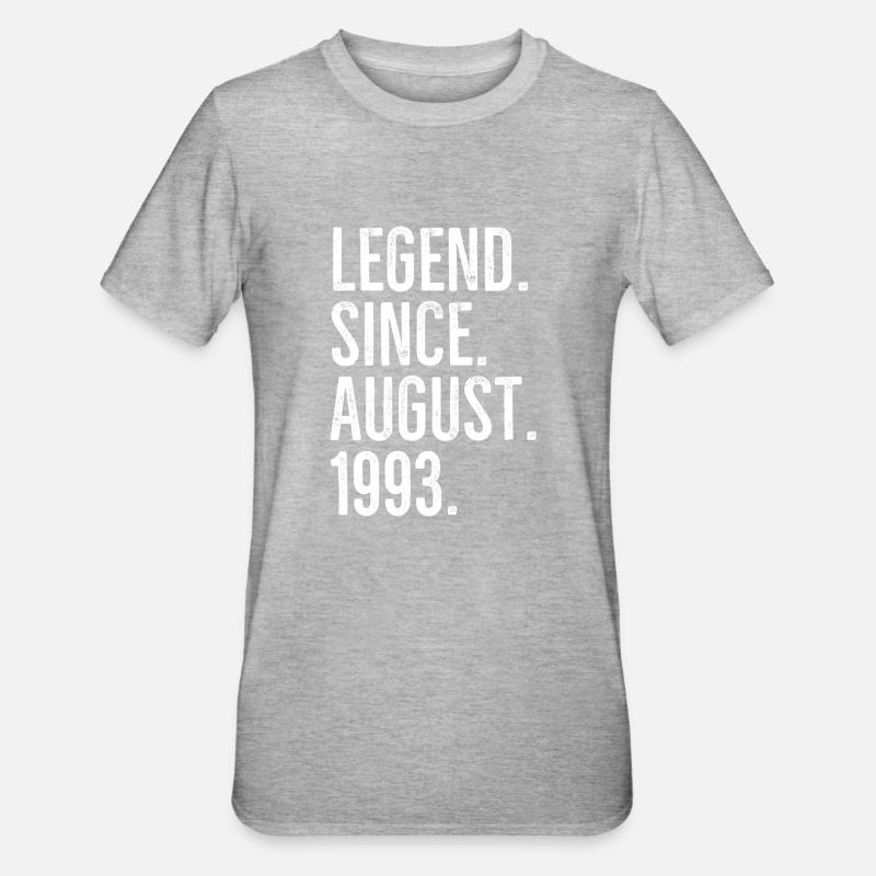 Legend Since August 1993 - Unisex Polycotton T-Shirt - heather grey