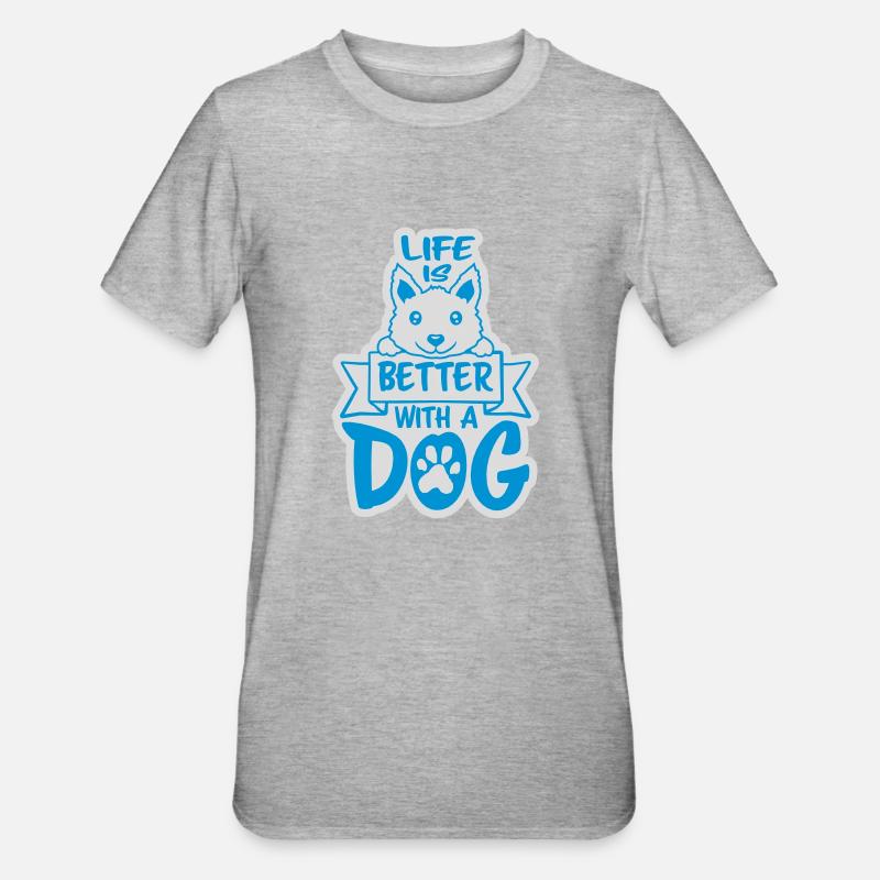 better with a dog - Unisex Polycotton T-Shirt - heather grey