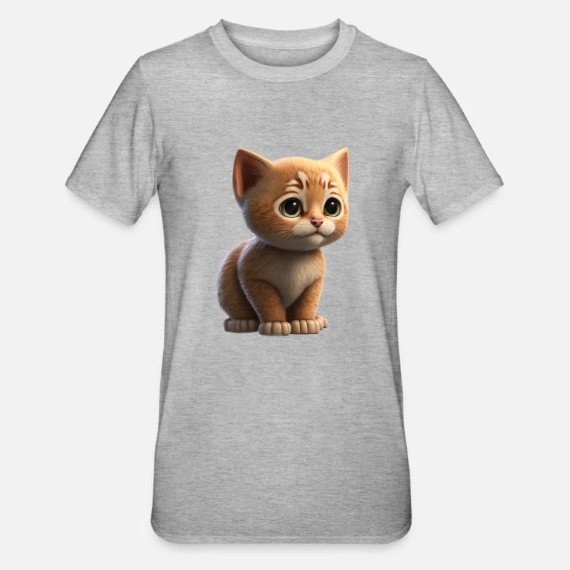 Mignon bébé chat - T-shirt polycoton Unisexe - gris chiné