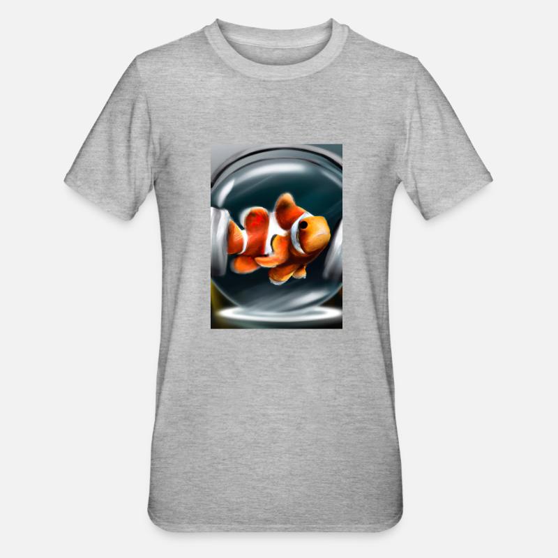 Clownfisch Kopfhörer - Unisex Polycotton T-Shirt - Grau meliert