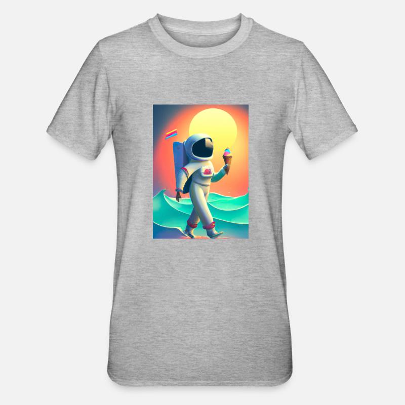 Astronaut mit Eiscreme - Unisex Polycotton T-Shirt - Grau meliert