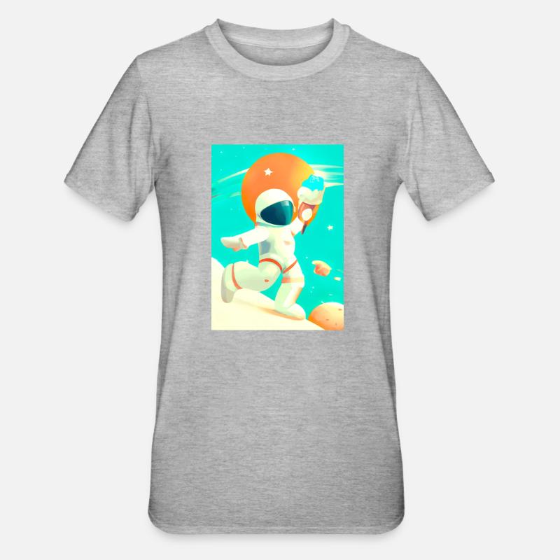 Astronaut mit Eiscreme - Unisex Polycotton T-Shirt - Grau meliert