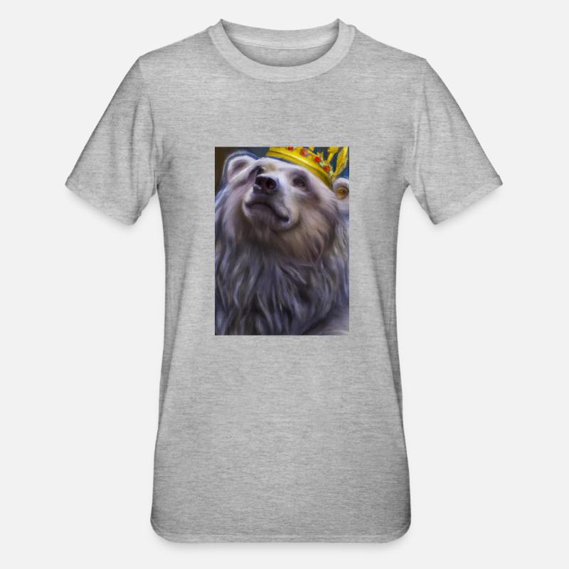 Bär mit Krone - Unisex Polycotton T-Shirt - Grau meliert