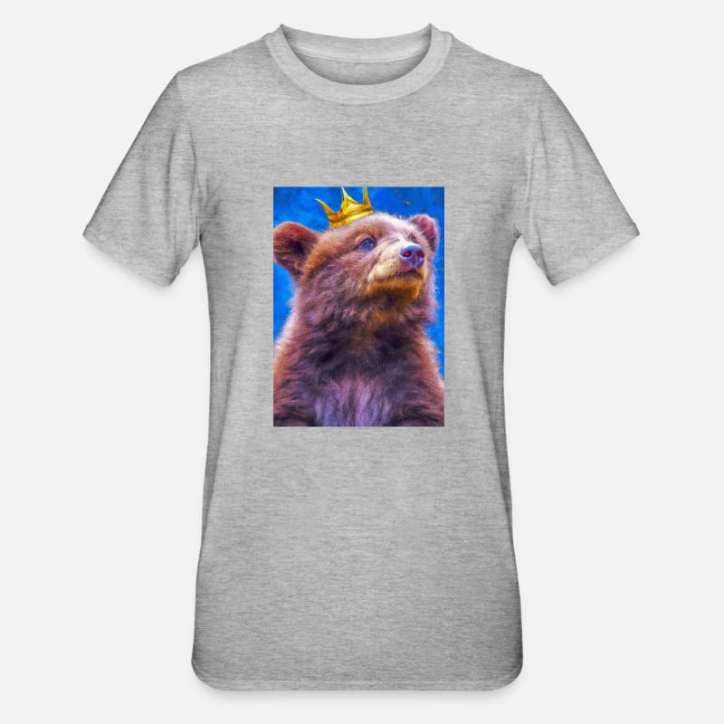 Bär mit Krone - Unisex Polycotton T-Shirt - Grau meliert