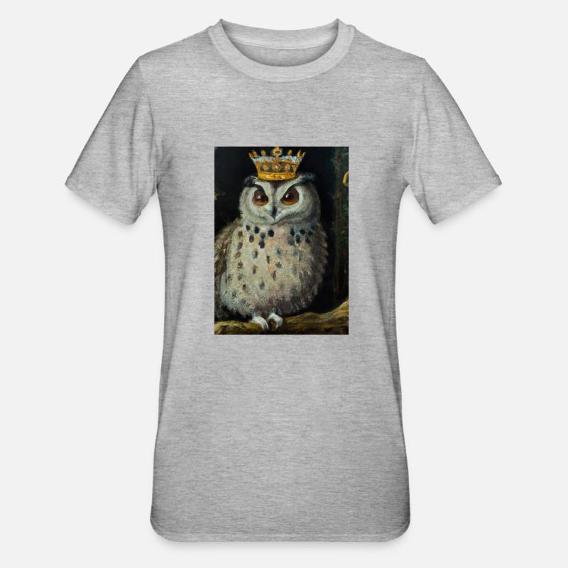 Eule mit Krone - Unisex Polycotton T-Shirt - Grau meliert