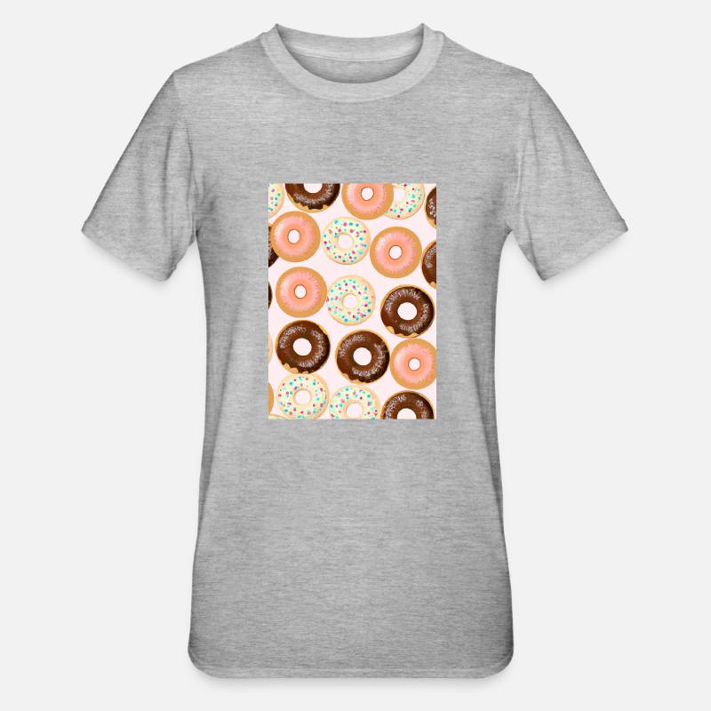 Donuts-Muster - Unisex Polycotton T-Shirt - Grau meliert