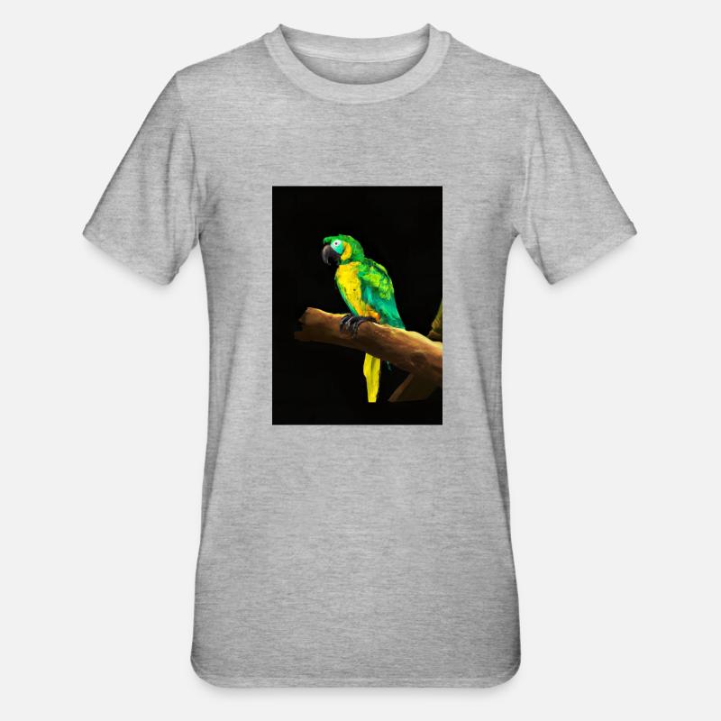 Papagei auf einem Baum - Unisex Polycotton T-Shirt - Grau meliert