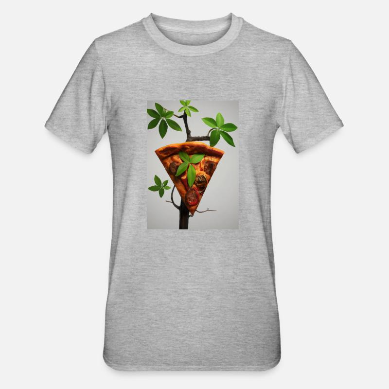 Wachsende Pizza - Unisex Polycotton T-Shirt - Grau meliert