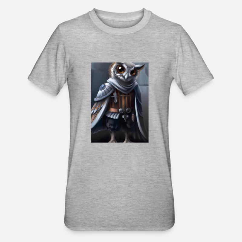 Ritter Eule - Unisex Polycotton T-Shirt - Grau meliert