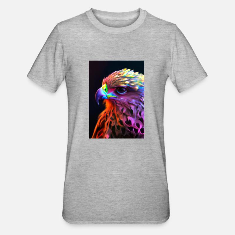Buntes Vogelgesicht - Unisex Polycotton T-Shirt - Grau meliert