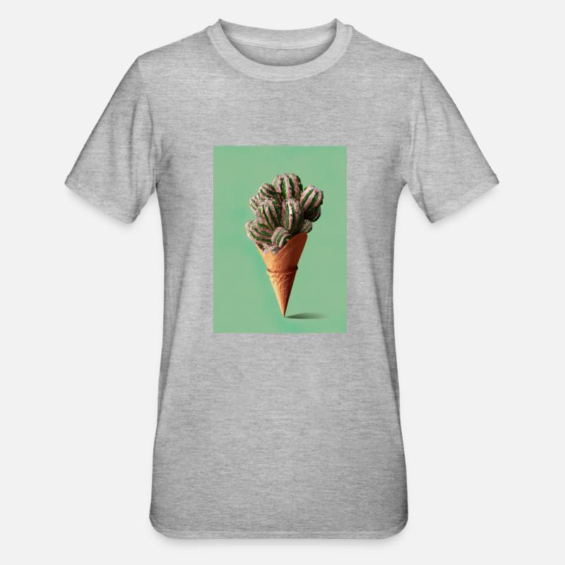 Kaktus-Eiscreme - Unisex Polycotton T-Shirt - Grau meliert