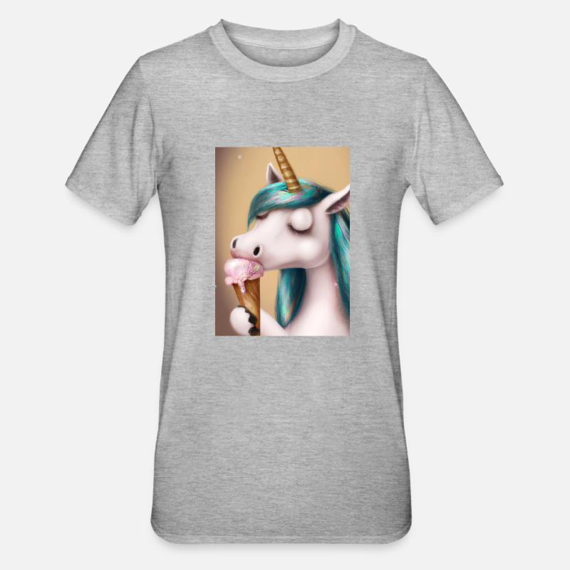 Eiscreme Einhorn - Unisex Polycotton T-Shirt - Grau meliert