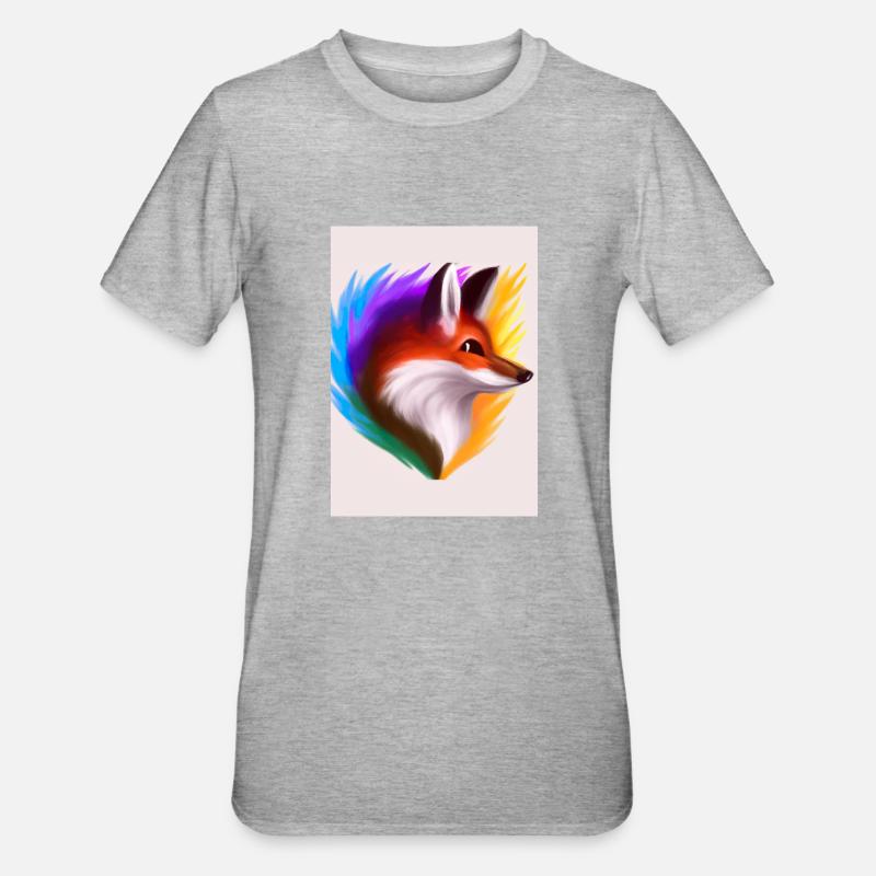 Regenbogenfuchs - Unisex Polycotton T-Shirt - Grau meliert