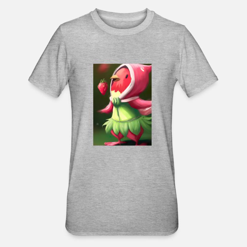 Erdbeervogel - Unisex Polycotton T-Shirt - Grau meliert