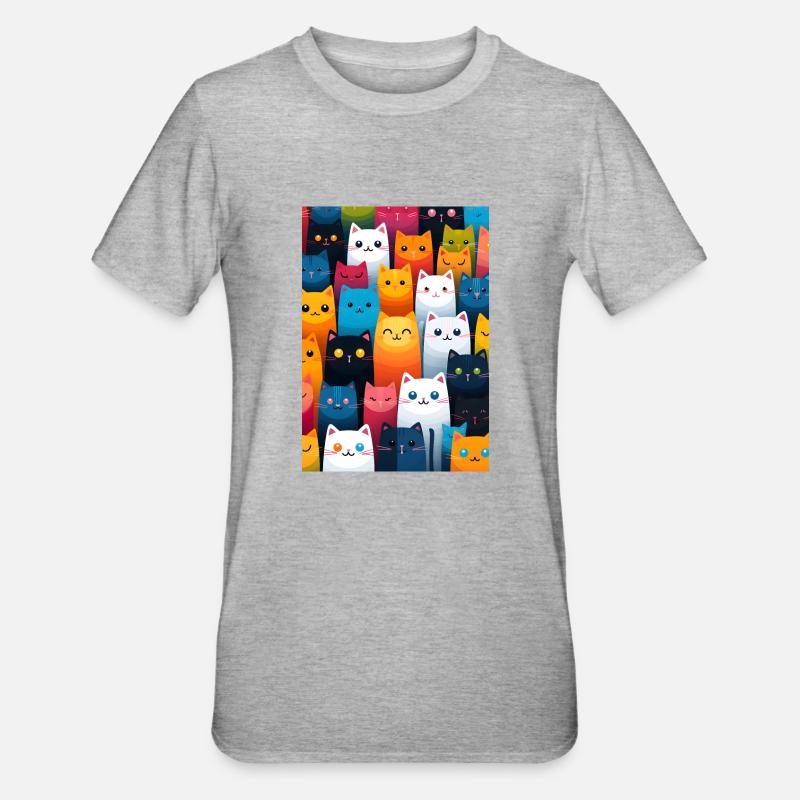 cat pattern - T-shirt polycoton Unisexe - gris chiné