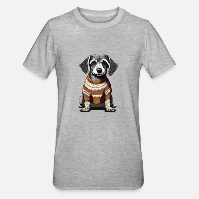 Chien avec un pull - T-shirt polycoton Unisexe - gris chiné