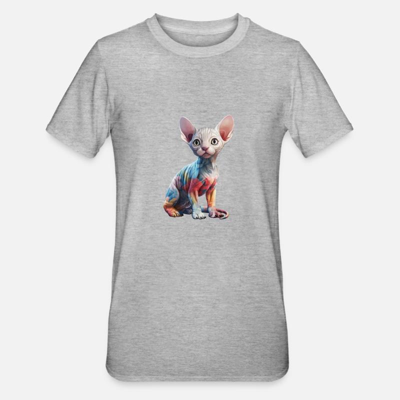 Fleurs de chat Sphynx - T-shirt polycoton Unisexe - gris chiné