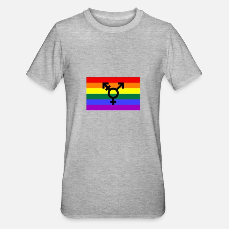Pride Flagge mit Geschlechterzeichen - Unisex Polycotton T-Shirt - Grau meliert