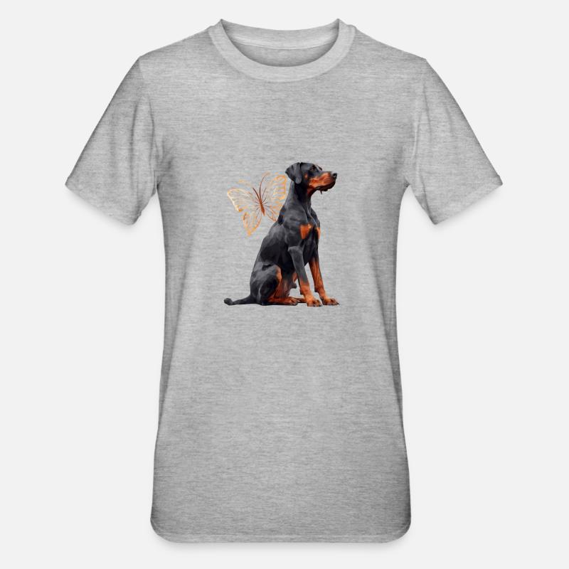Dobermann - Unisex Polycotton T-Shirt - Grau meliert