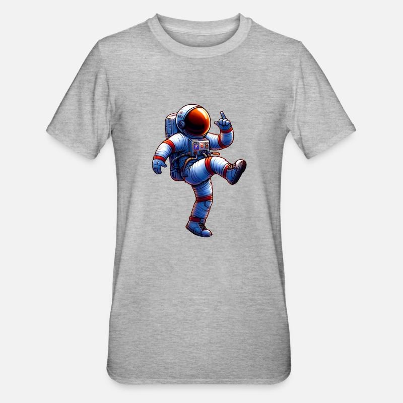 Astronaut Heureux - Sourire Dans L'Espace - T-shirt polycoton Unisexe - gris chiné