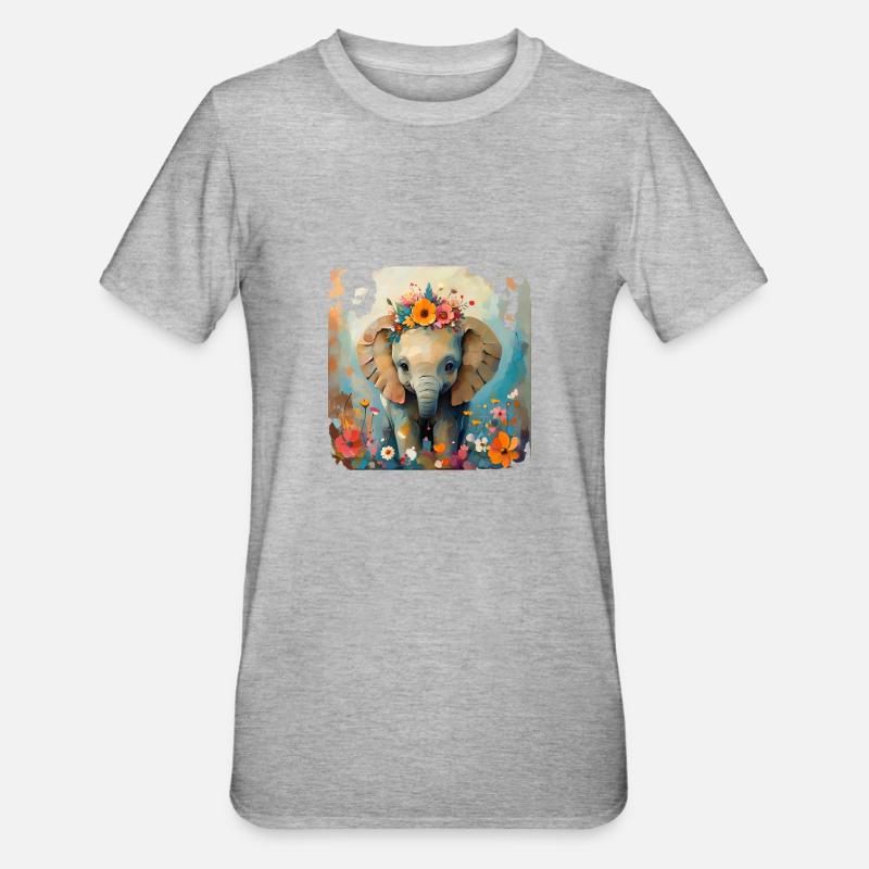 Éléphant mignon - T-shirt polycoton Unisexe - gris chiné