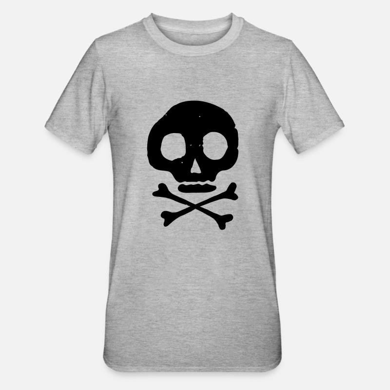 Schädel & Knochen - Unisex Polycotton T-Shirt - Grau meliert