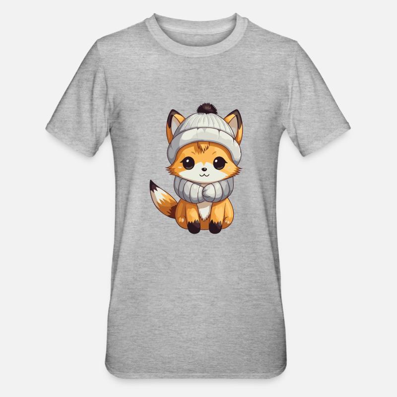 Fox Winter Comic - Unisex Polycotton T-Shirt - heather grey