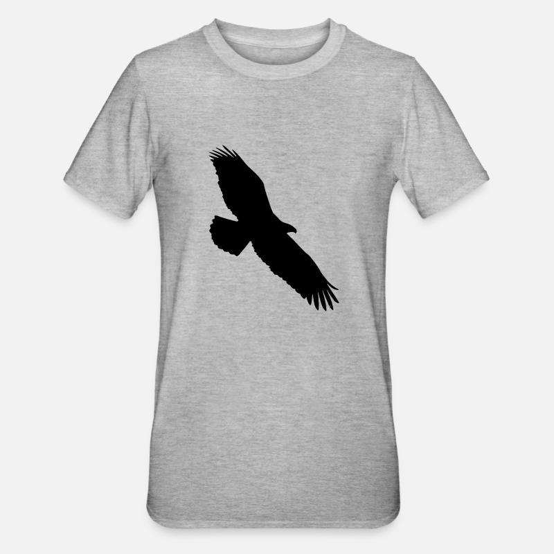 aigle planant dans le ciel - T-shirt polycoton Unisexe - gris chiné