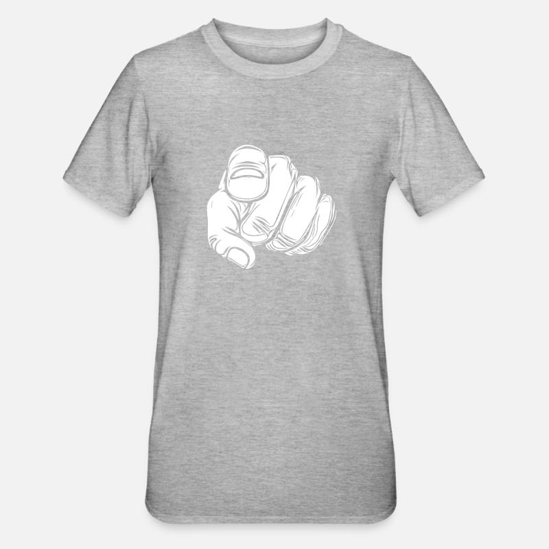 Zeigefinger mit Vector Hand - Unisex Polycotton T-Shirt - Grau meliert