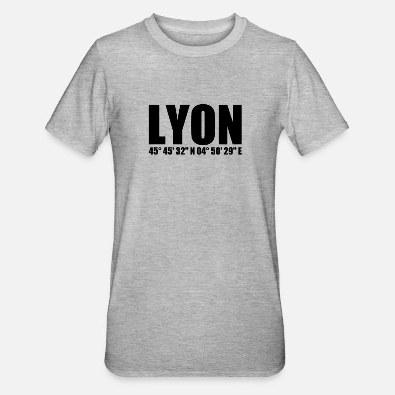 Coordonnées de Lyon - T-shirt polycoton Unisexe - gris chiné