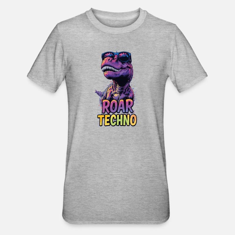 T-Rex - Roar TECHNO - T-shirt polycoton Unisexe - gris chiné