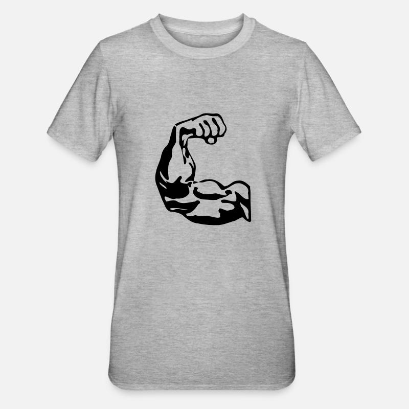 Bodybuilder biceps - Unisex Polycotton T-Shirt - heather grey