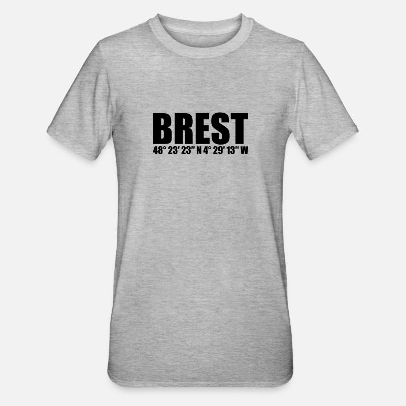Coordonnées de Brest - T-shirt polycoton Unisexe - gris chiné