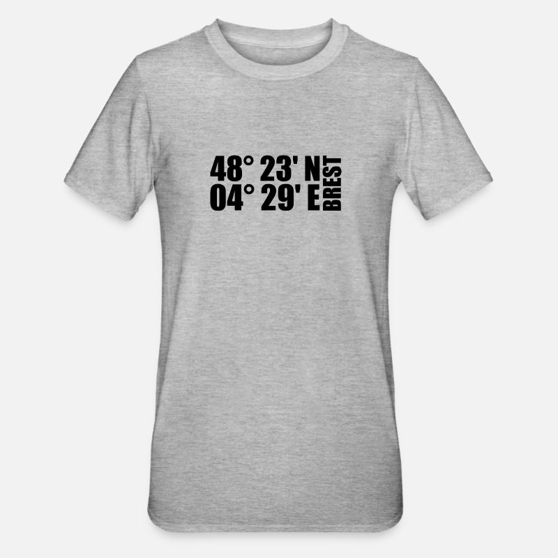 Brest Coordinates - Unisex Polycotton T-Shirt - heather grey
